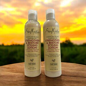 Lot Of 2 SHEA MOISTURE STRENGTHEN & RESTORE STYLING LOTION 8 OZ EACH